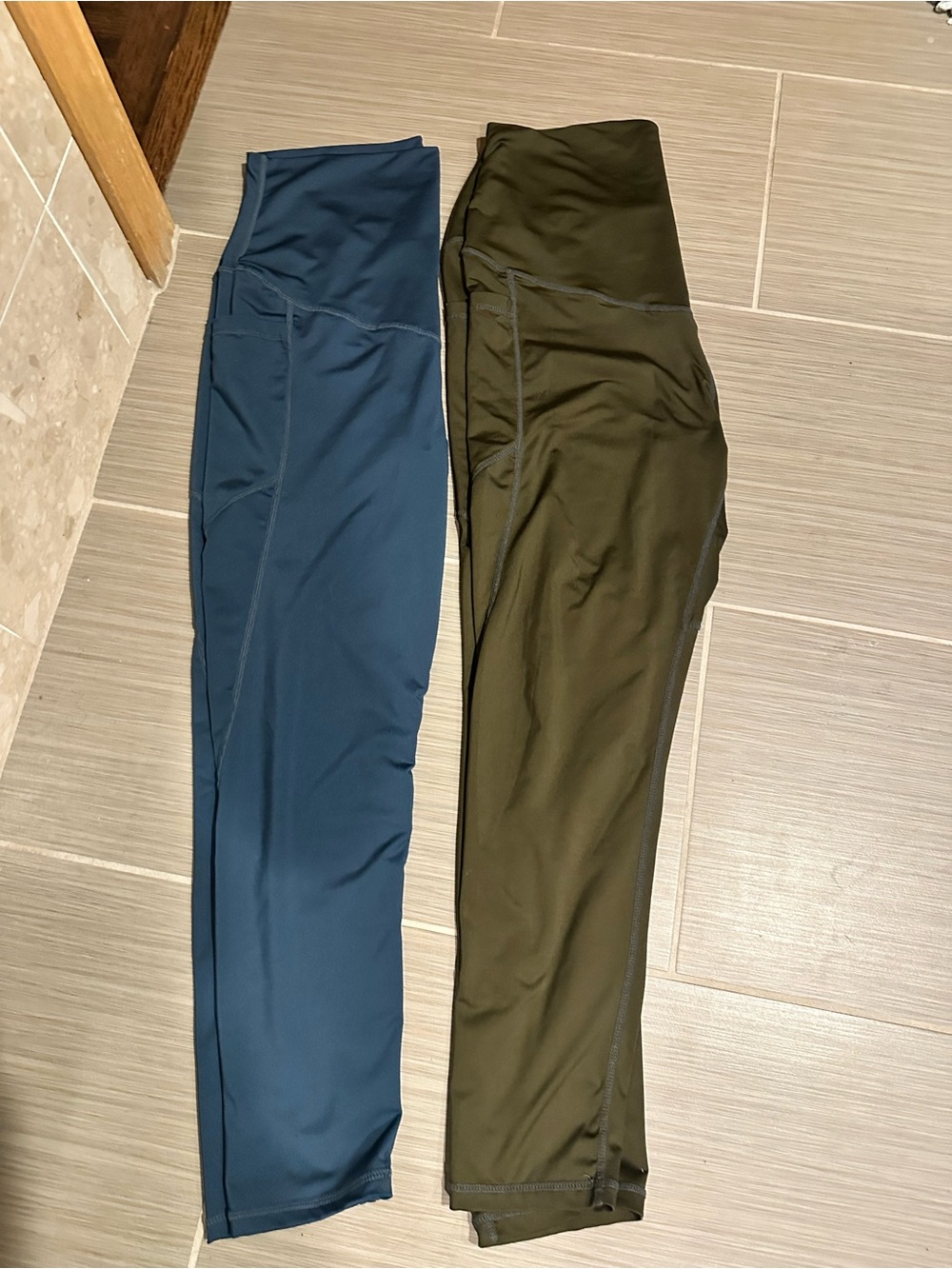 Maternity Leggings - Blue & Olive
